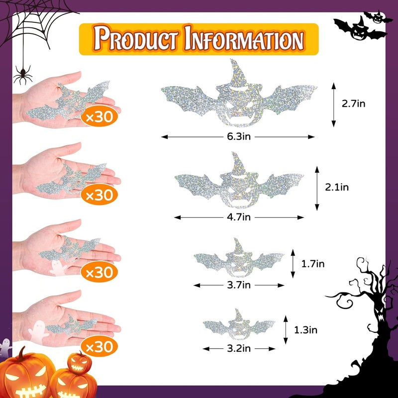 DELEMI 120 Pcs 3D Pumpkin Wall Decor,Halloween Decoration Waterproof Spooky Stickers for Room Decals Party Supplies Home Decoration (Silver Pumpkin) - Image 2
